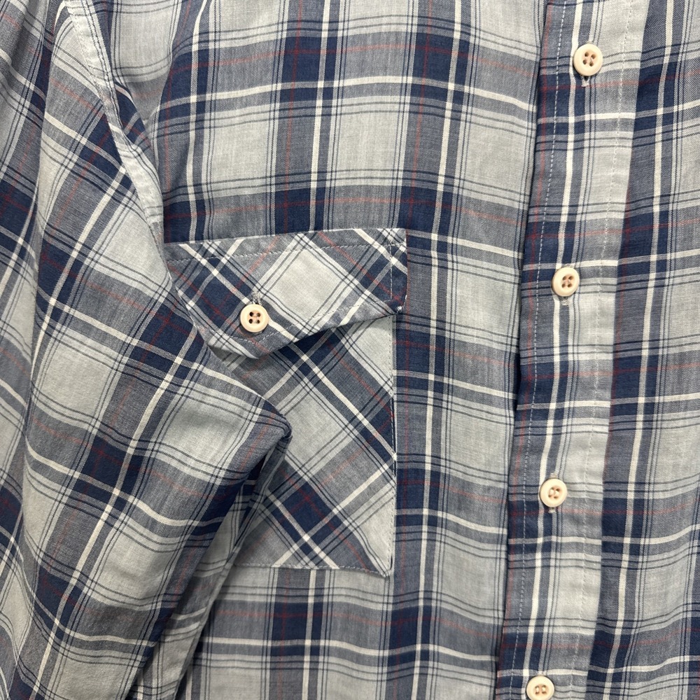VTG Rare LEVIs Button Dress Shirt sz L Blue Madras Plaid 70 Light Korea Made - Picture 4 of 9
